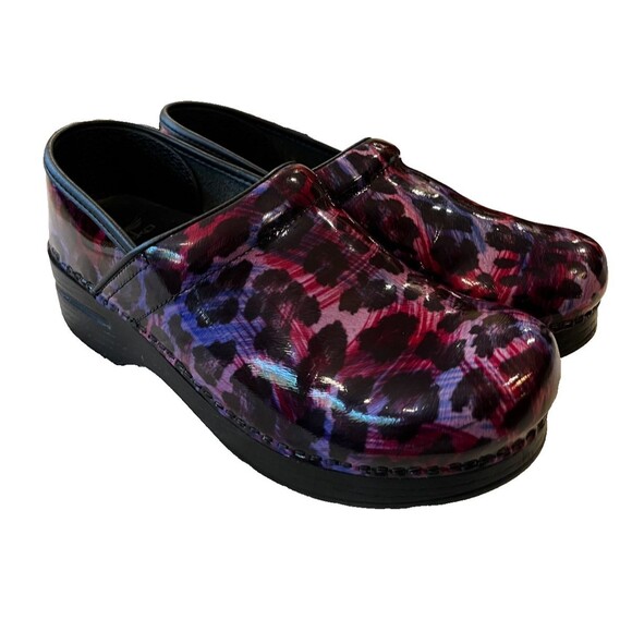 Dansko Size 39 ( US 8.5-9) Purple Leopard Print Professional Nursing Clogs Shoes - Picture 3 of 10